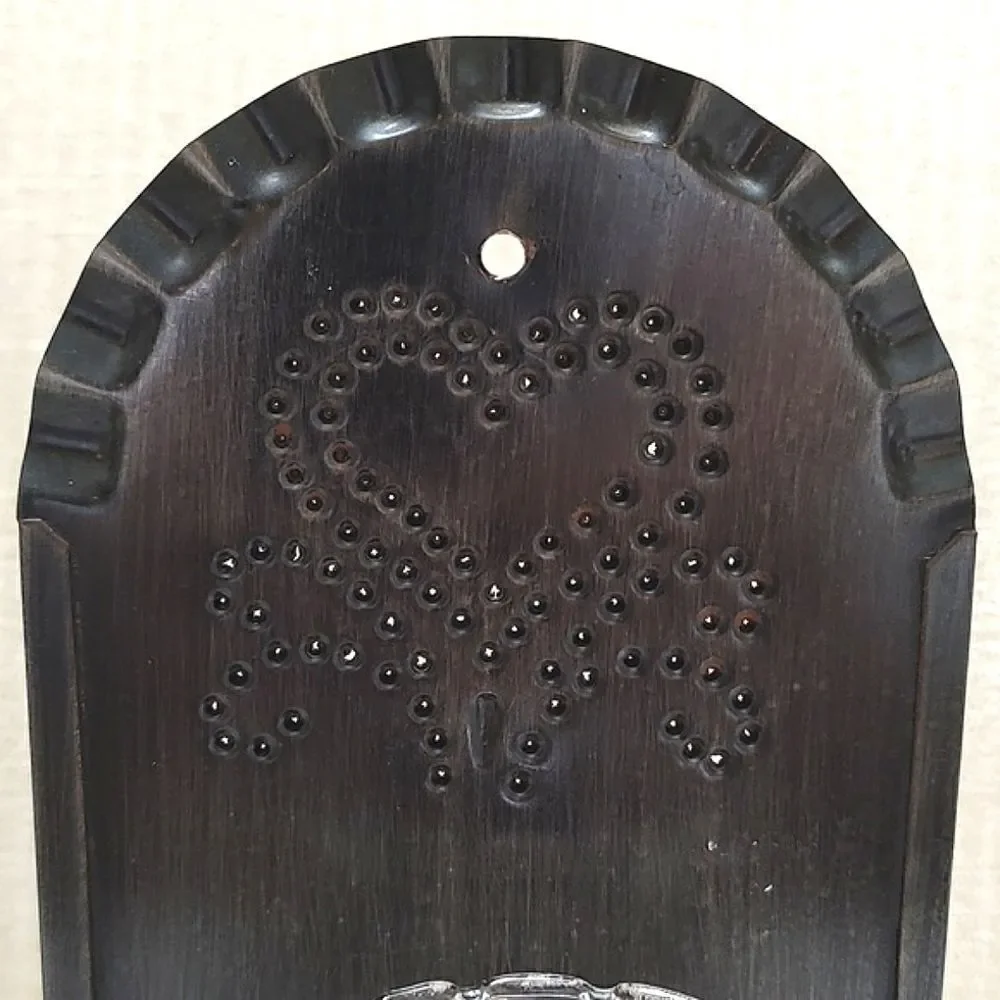 Metal Tin Punch Hurricane Candle Sconce Bronze Finish